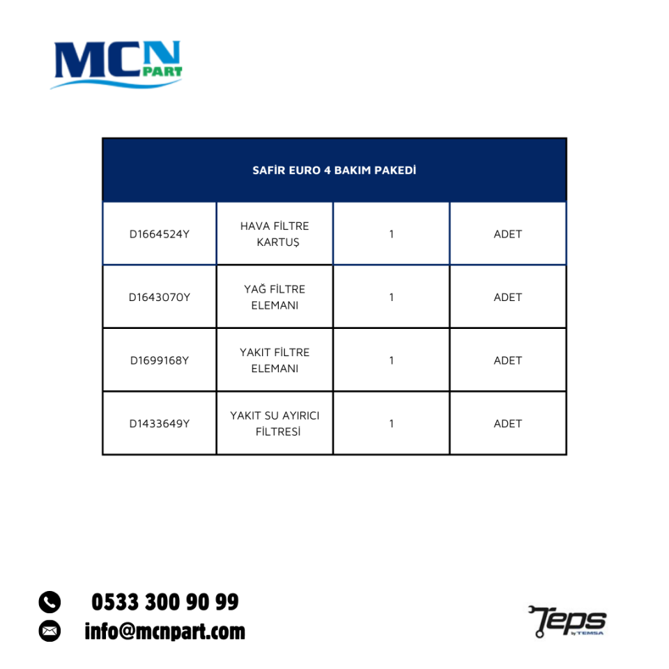TBKM-SAFIR-E4-STD TEPS BAKIM PAKETİ_SAFİR E4