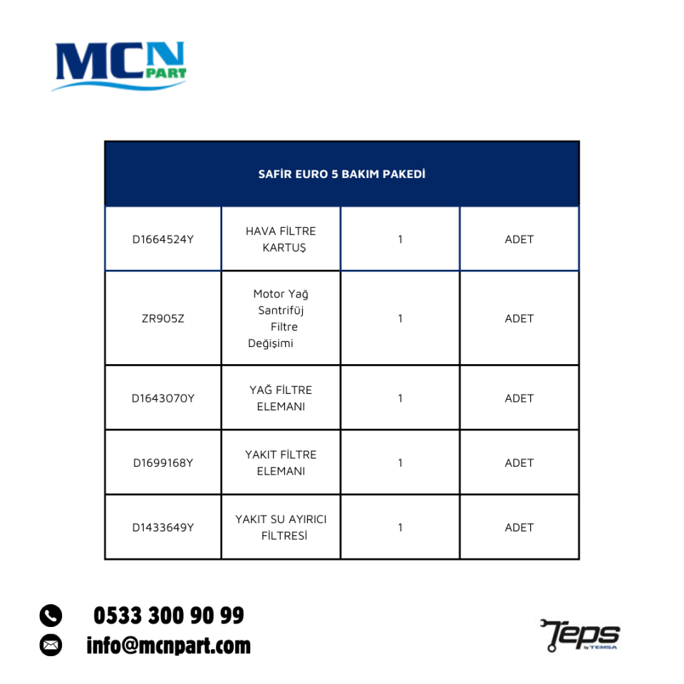 TBKM-SAFIR-E5-STD TEPS BAKIM PAKETİ_SAFİR E5