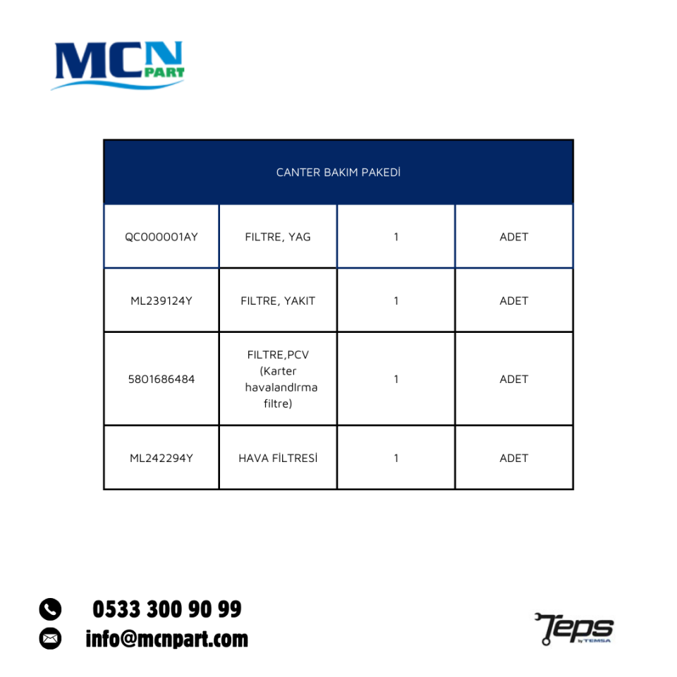 TBKM-CANTER-BAKIM PAKETİ
